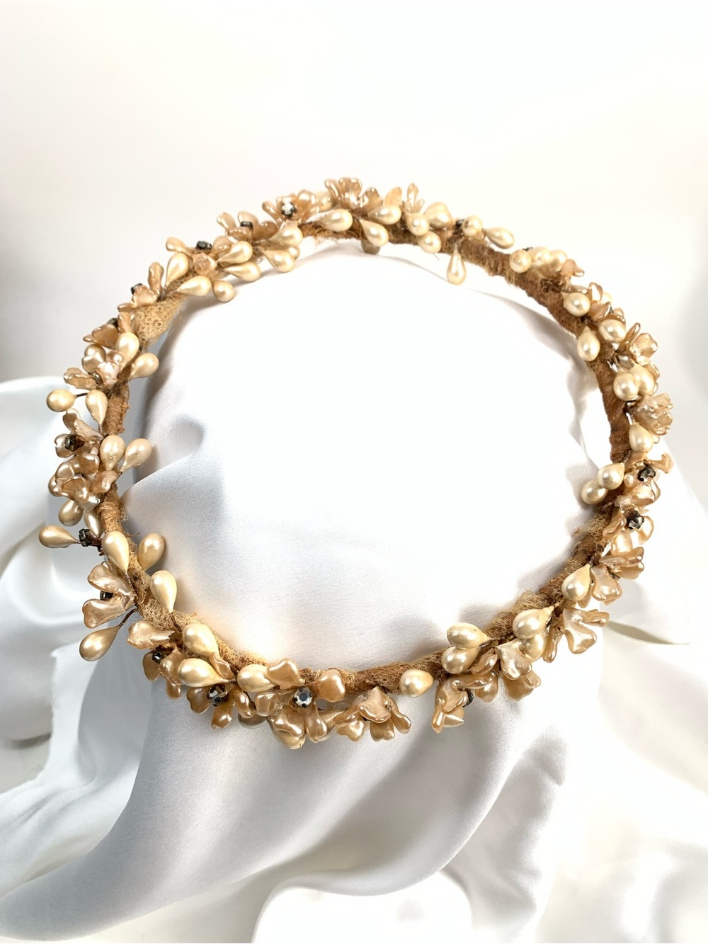 Pip Berry Pearl Rhinestone Bridal Crown Tiara Headpiece Wedding Vintage Circlet